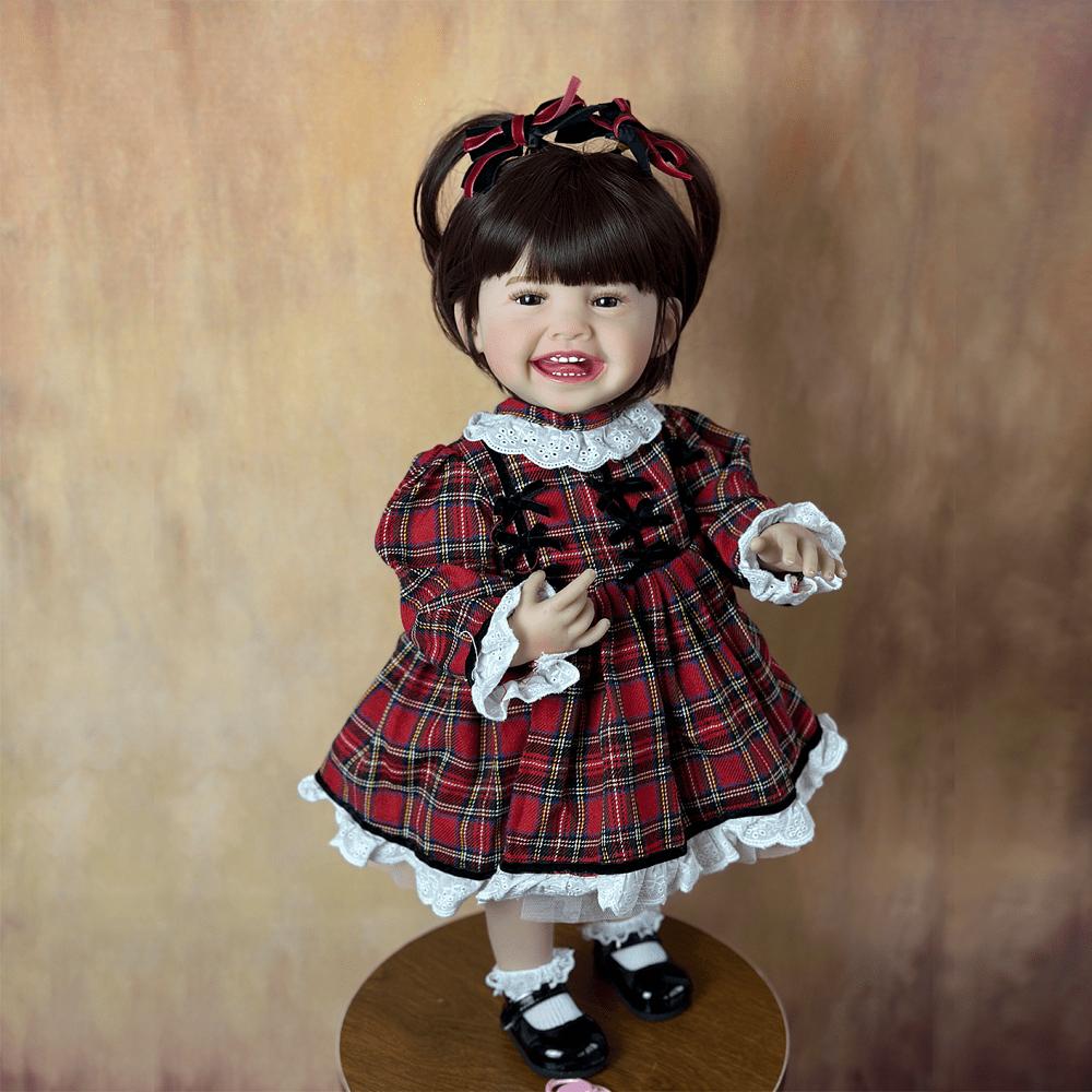 

BZDOLL 55 СМ 22 Дюйма Полностью Виниловое Тело Новое Лицо Мила Реалистичный Реборн Малыш Может Стоять Кукла Девочка Принцесса Малыш Бебе Подарок на День Рождения vinyl body doll