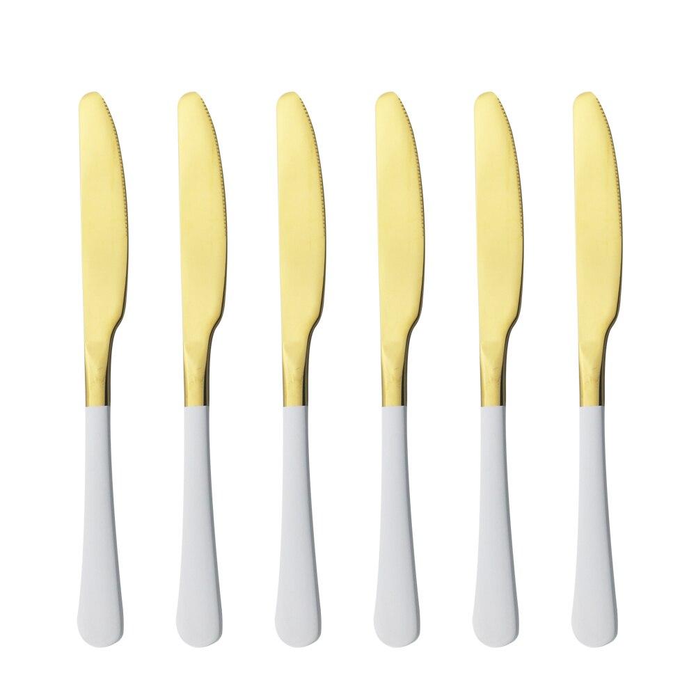 Dinnerware Stainless Steel Set Silverware Set Cutlery Red Gold Dinner Knife Flatware Outdoor Picnic Kitchen Home Tableware Set