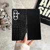 Classic Leather Pattern Phone Case For Samsung Galaxy Z Fold 7 Fold3 4 5 6 ZFlip 7 Black Hard PC Bumper Protective Cover Shell