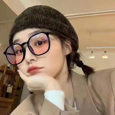 Blush Glasses Women'S Plain Face Large Frame Flat Glasses Big Face Thin Glasses Frame