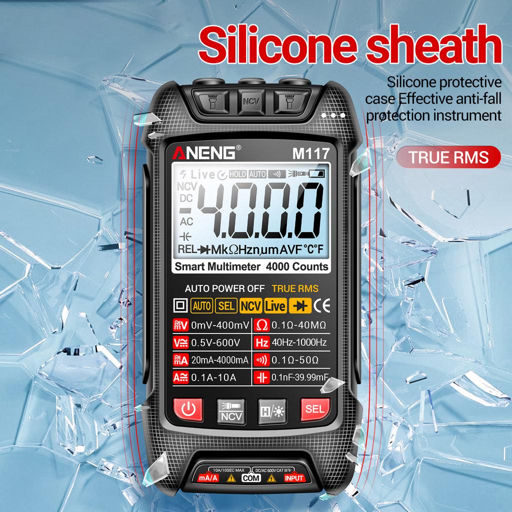 ANENG M117 Multimeter Smart Digital 4000 Counts ACDC Spannungs-Strommesser Professionell