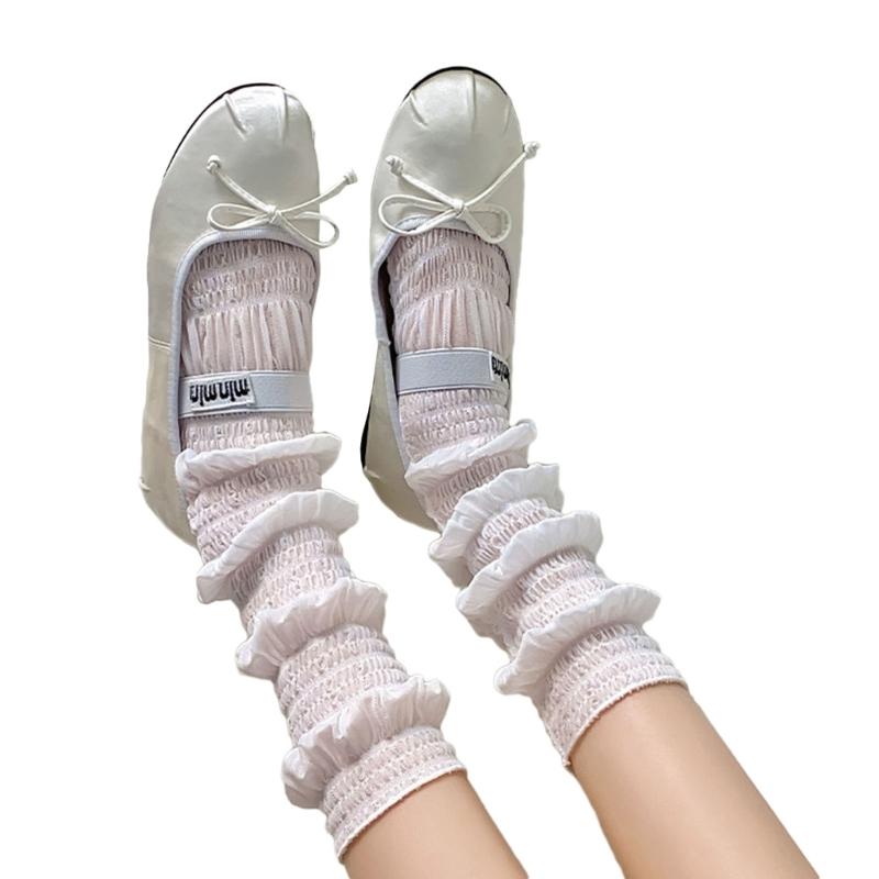 Womens Lace Socks Mesh Lace Skinny Socks Knee High Sheer Socks Campus Style Girl Campus Style Socks for Skirt