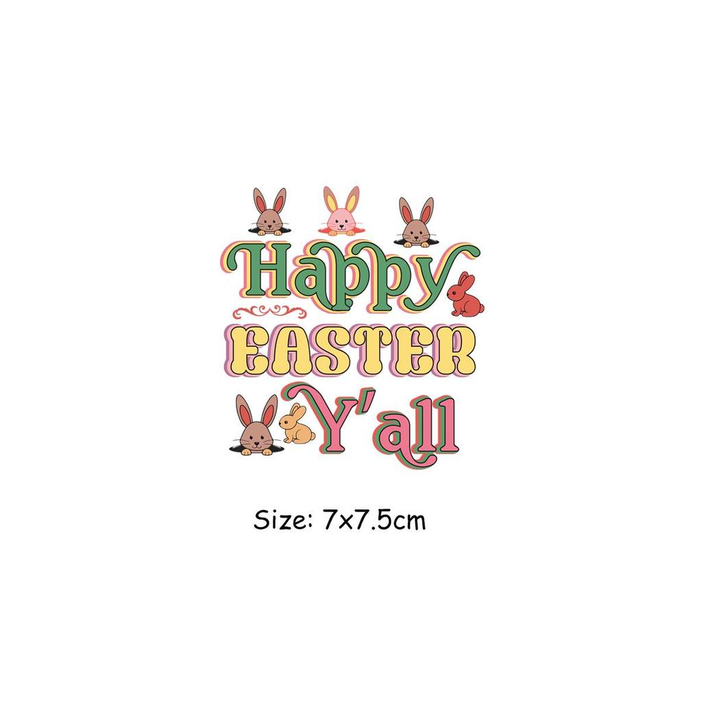 Happy Easter Designs Patch On Clothes Fashion Heat Press Appliqued Jeans Diy Accessory Sticker Stripes Patch Decals Bunny Wishes