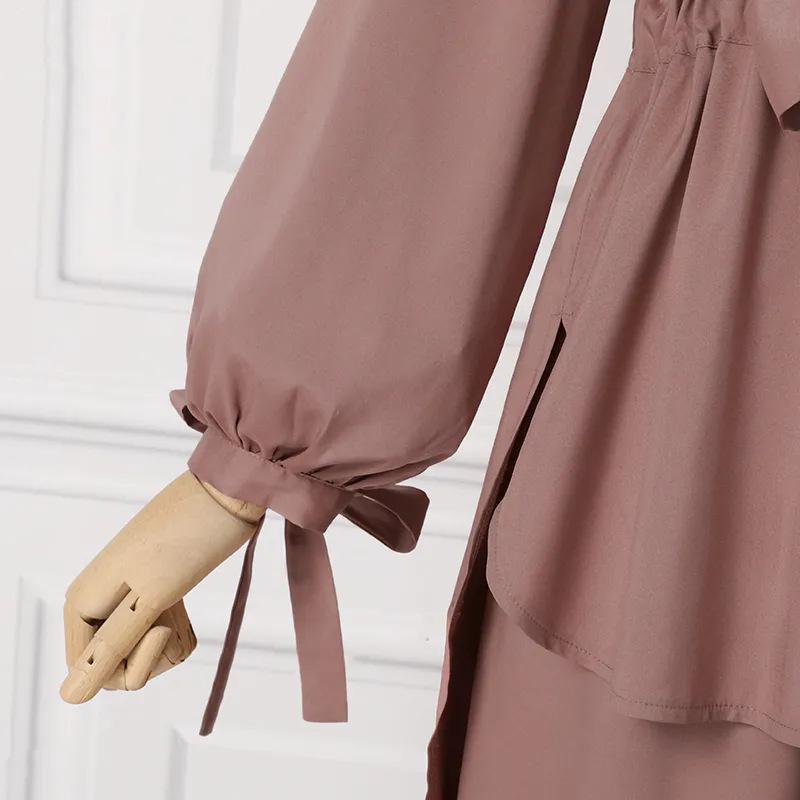 H730 Damski dwuczęściowy zestaw w jednolitym kolorze: Top z okrągłym dekoltem i spodnie z szerokimi nogawkami