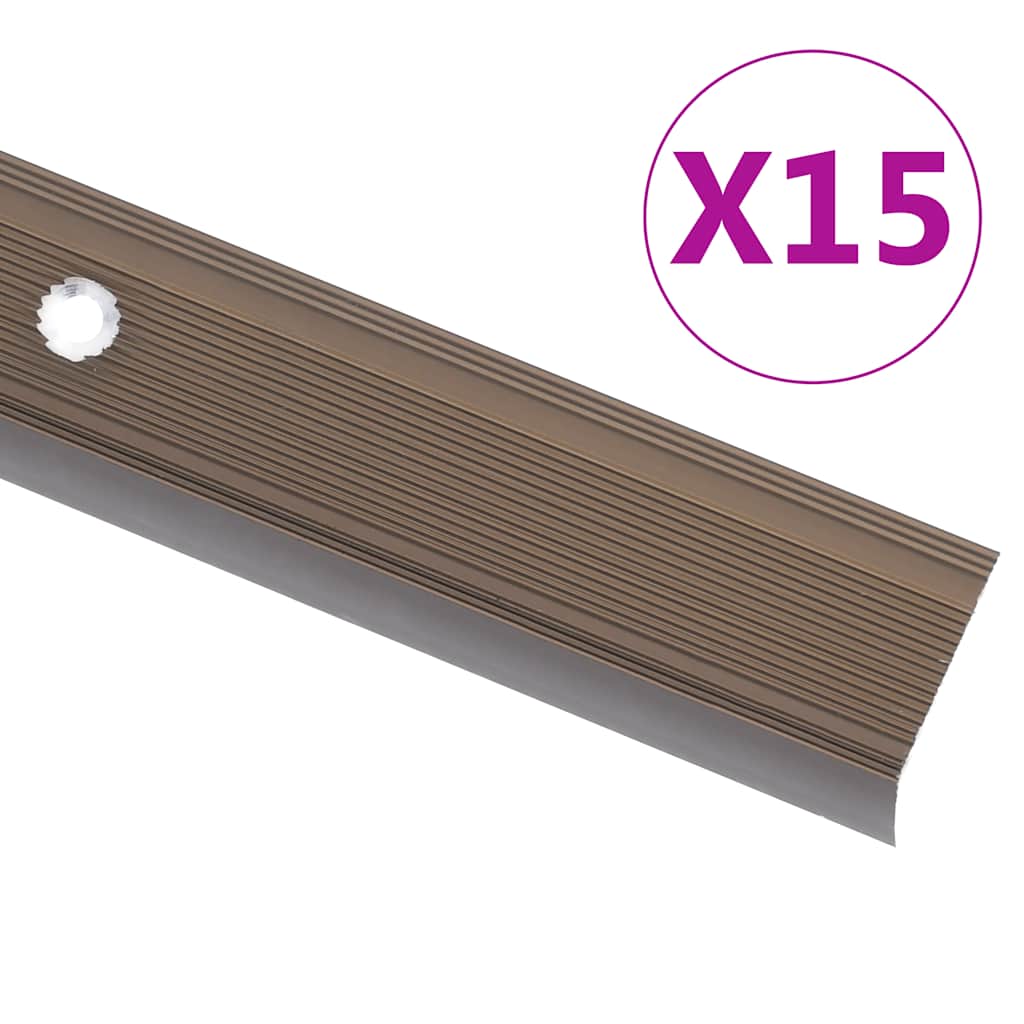 L shaped stair edge profile 15 pcs aluminum 100 cm brown