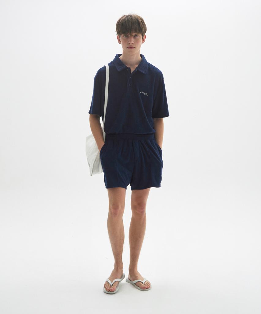 MOONSUN M.C Unisex, Logo Terry Shorts / Navy