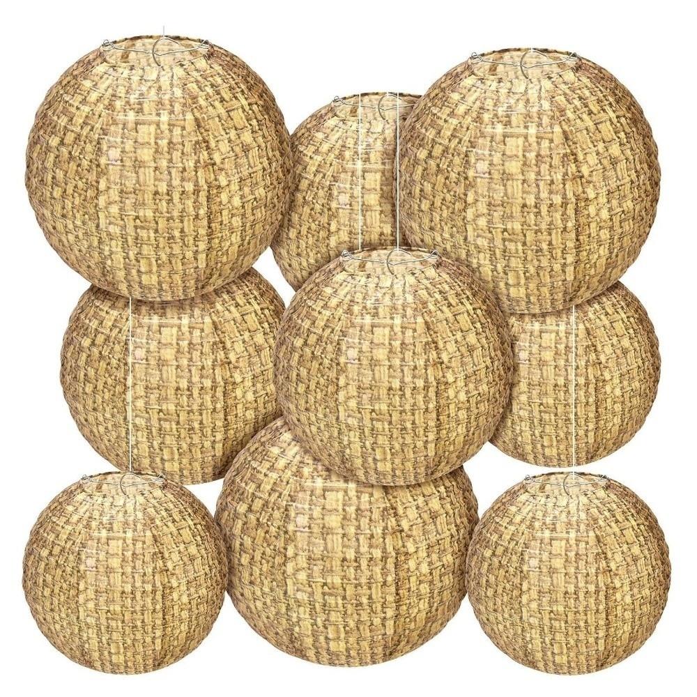 3PCS Paper Material Burlap Paper Lanterns Linen Material Hanging Lanterns Paper Lanterns  Weddings