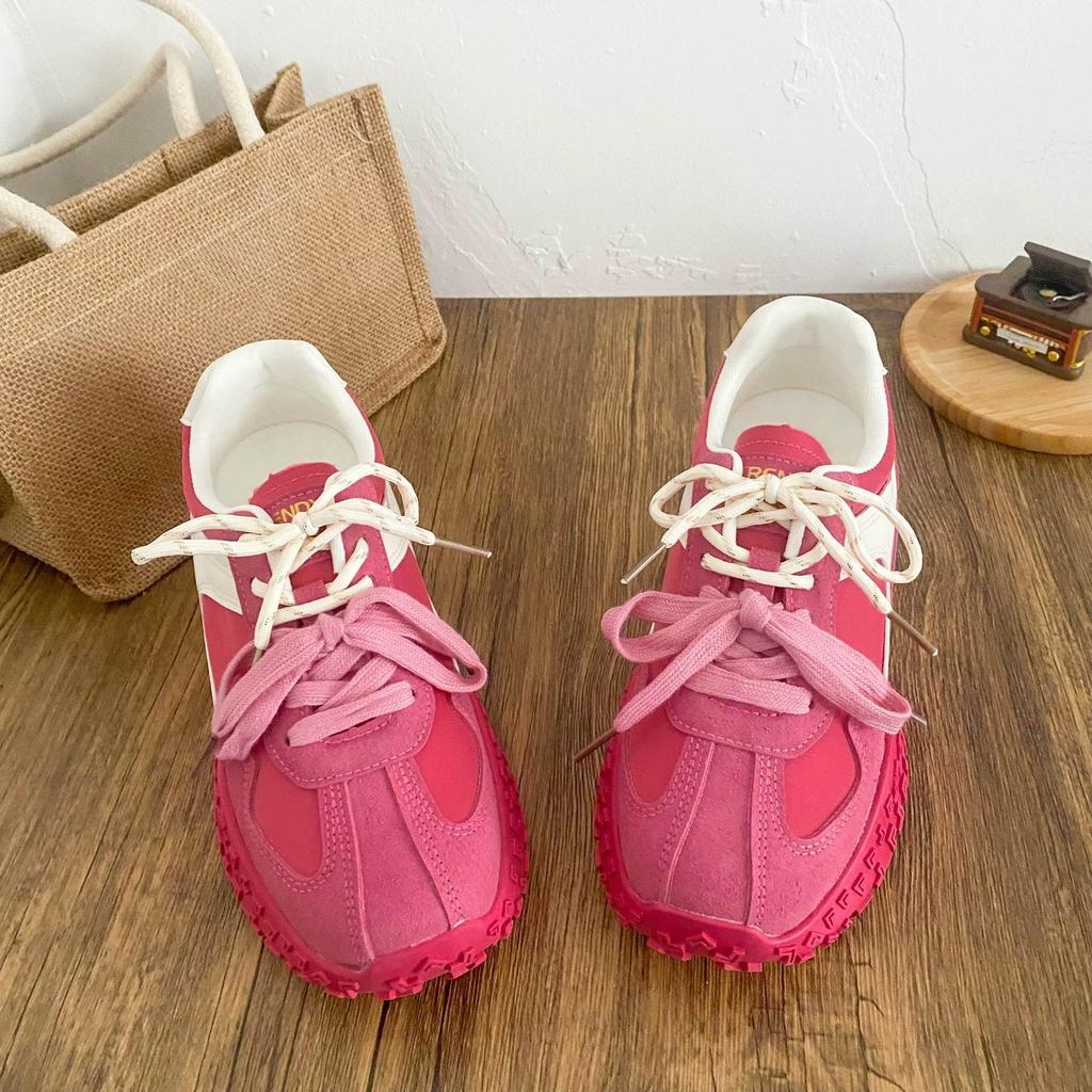 Pink Inner Height Increase Forrest Gump Shoes Women's New Small Platform Sneakers Hong Kong Style Chic Super Fire Dad Shoes