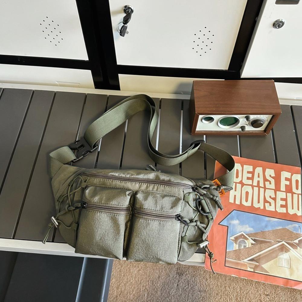 Y2k Multi-pocket Chest Bag Large Capacity Sports Fanny Pack Fashion Men Waist Bag  Riding