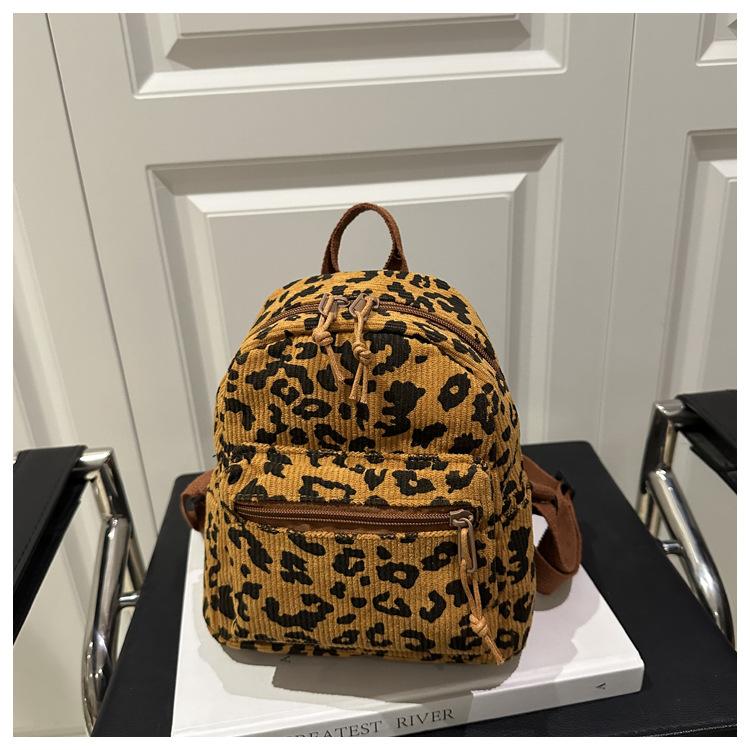 

225 Новый Вельветовый Модный Леопардовый Принт Прилив Колледж Стиль Повседневный Повседневный Рюкзак Одно Плечо Женский