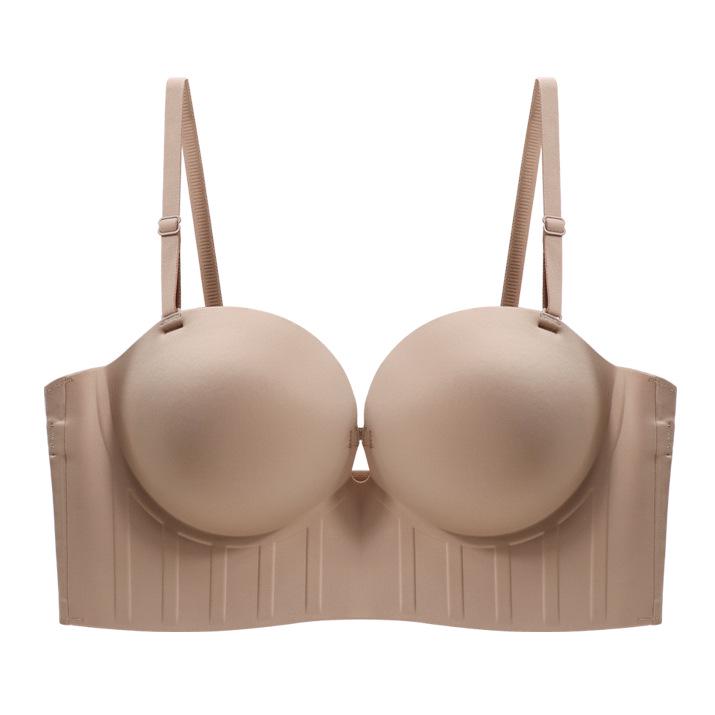 

Бюстгальтер бандо без бретелей с застежкой спереди, нескользящий, для маленькой и плоской груди - Без косточек, бесшовный и с эффектом увеличения. 34/75AB