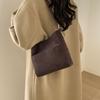 Suede Shoulder Bag with Front Pocket Large Capacity Fashion Everyday Bag