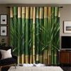 2-piece Set of High-definition Digital Printed Curtainbamboo Green Natural Style Curtain for Cross Border E commerceHome Decorat