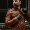 Handmade Stylish BROWN New Men's Jacket Real Lambskin Leather Motorcycle Biker