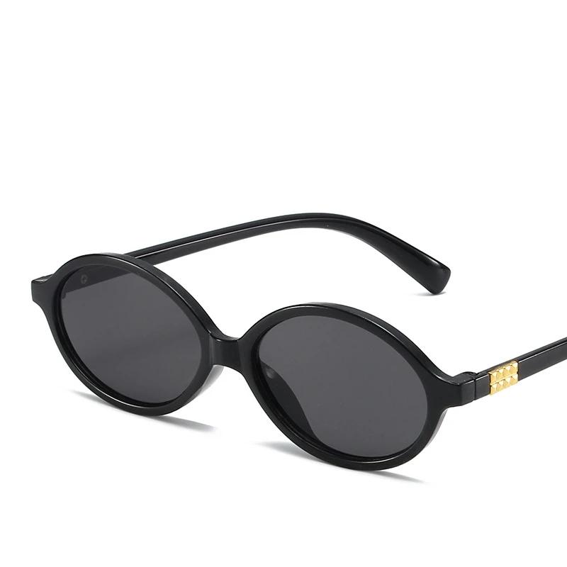 

Retro New Small Oval Anti Blue Light Flat Mirror Instagram Internet Celebrity Nerd Glasses Outdoor Shades Oval Sunglasses as picture