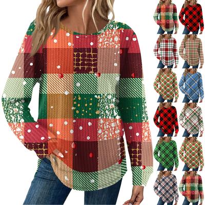 Damenmode Locker Langarm Rundhals Casual Oberteil