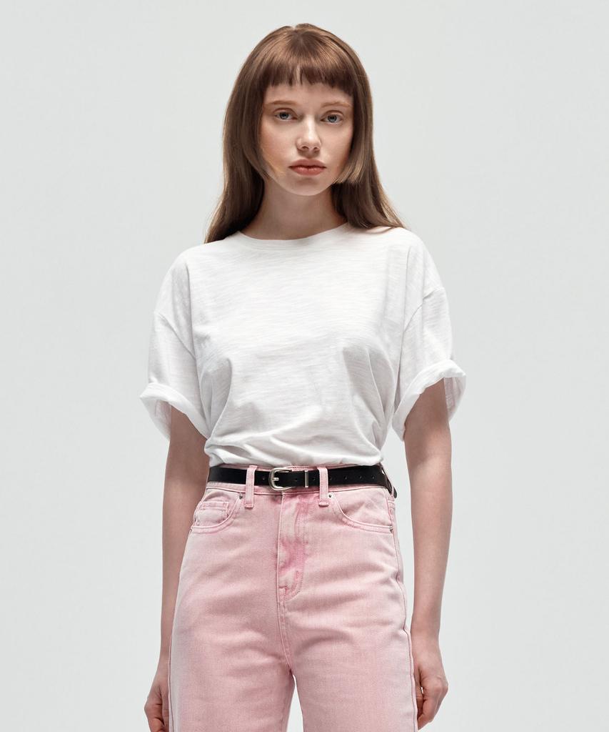 CITYBREEZE Slub Loose Fit Short Sleeve T-Shirt_White