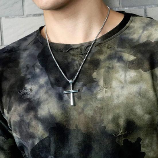 Handsome Men Necklace Cross Design Scratch-resistant Lightweight Leisure Pendant Necklace for Daily Life