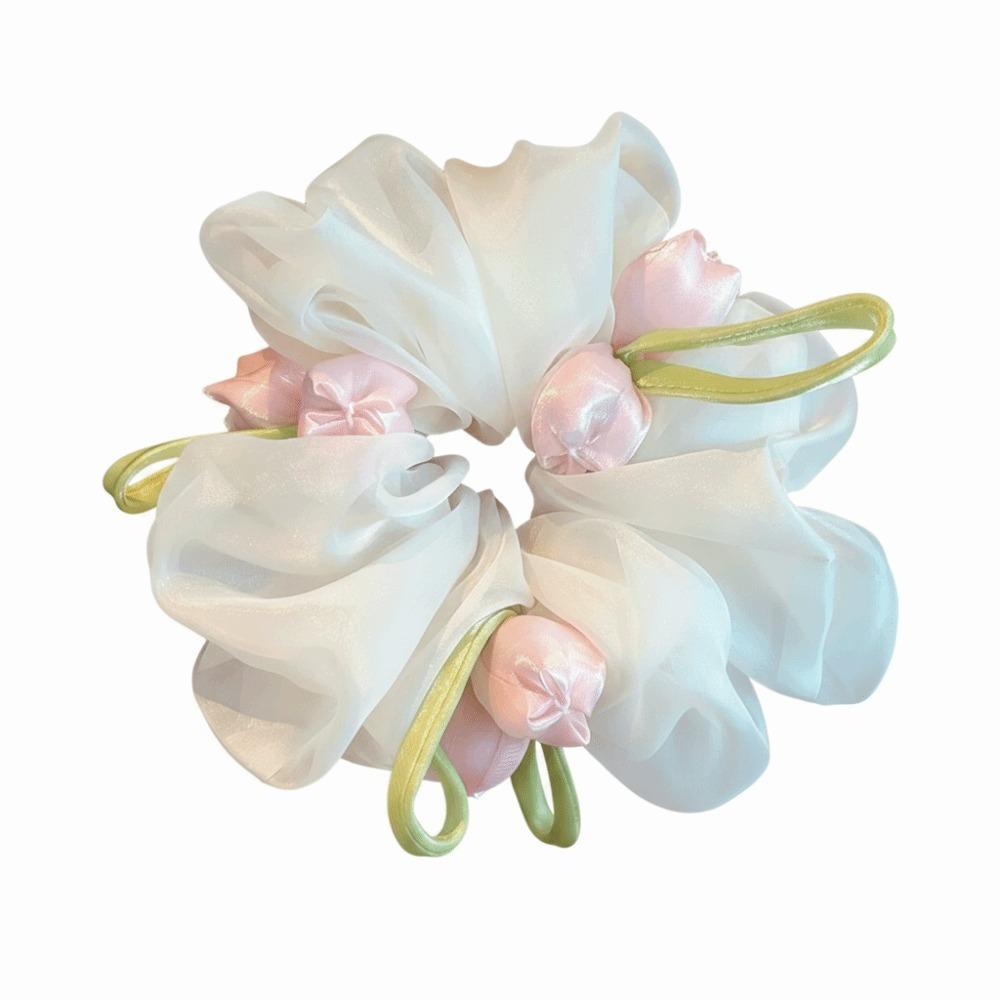 High Elasticity Tulip Hair Tie Streamers Hair Rope Gentle Ponytail Bun Party белый