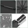 Automatic Rain & Sun Umbrella Black Coating Parasol Anti-UV 3 Folding Wind Resistant Auto Luxury Big Windproof Women Men 8Ribs