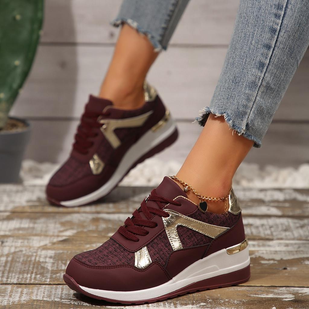 Zapatillas de cuña nuevas para mujer Zapatos de plataforma de malla Color liso Suela gruesa Zapatos vulcanizados para la tendencia Zapatillas cómodas
