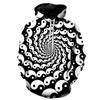 Unisex Oversized Hoodie With Black White Abstract Spiral 3D Digital Print Loose Fit Casual Wear