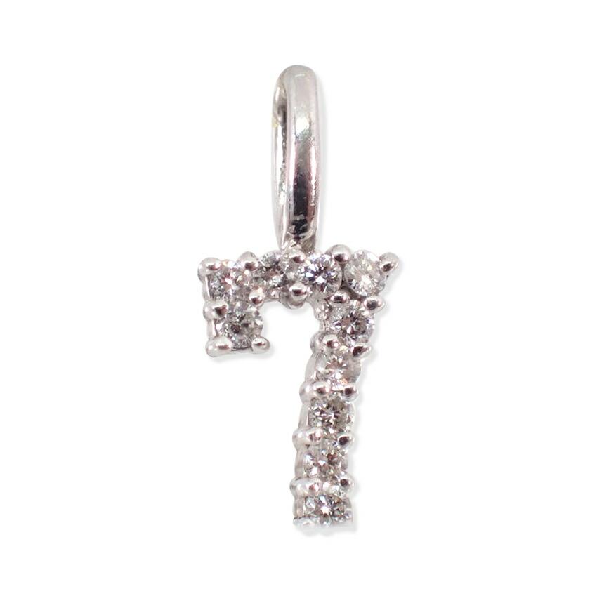 

[Used] K18WG Diamond/0.08ct Seven Pendant Top/g524-28