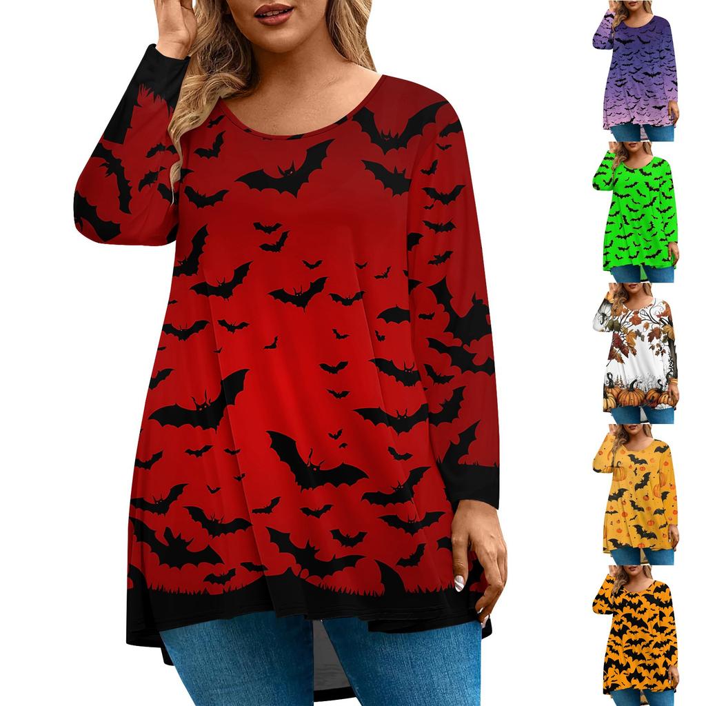 Dámská móda Velká velikost Kulatý výstřih Dlouhý rukáv Ležérní Halloweenský potisk Volný pulovr