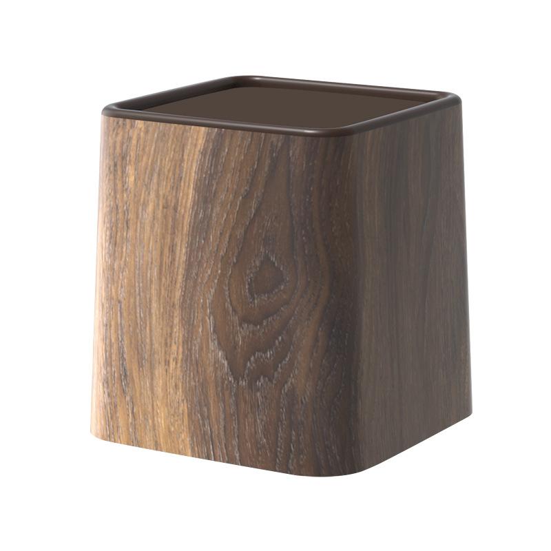 Chinese Retro Wooden Look Desktop Trash Can Large Capacity for Home Kitchen Bathroom Living Room