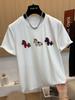 2026 Spring/Summer Women's Cartoon Embroidered Short Sleeve T-shirt - Stylish, Youthful Look