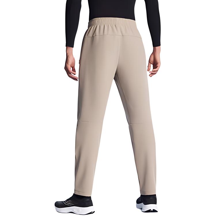 Anta Solid Color Logo Print Warm Thick Sports Pants Men bottoms Khaki 152247501-1