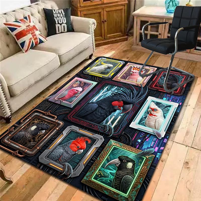 Cybernetic Parrot Collection Pattern Rug Floor Mat for Living Room or Bedroom Soft and Comfortable Carpet a Gift for Birthday and Holiday.