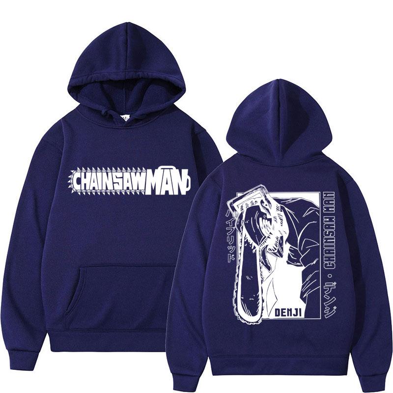 Mange Y2k Japan Anime Chainsaw Man Hoodie 90er Vintage Langarm Makima Harajuku Übergroß Fleece Kapuzenpullover Sweatshirt