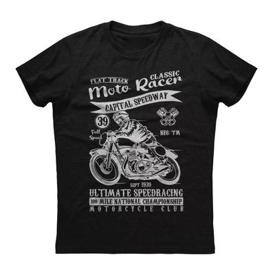 T-shirt Vintage Classique Moto Racer Flat Track Motocycliste 100% Coton Col Rond Été Manches Courtes Décontracté Homme Taille S-3XL