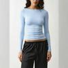 Damen Off-Shoulder Raffung Taille Slim Fit Cropped T-Shirt für Lässigen Sommer