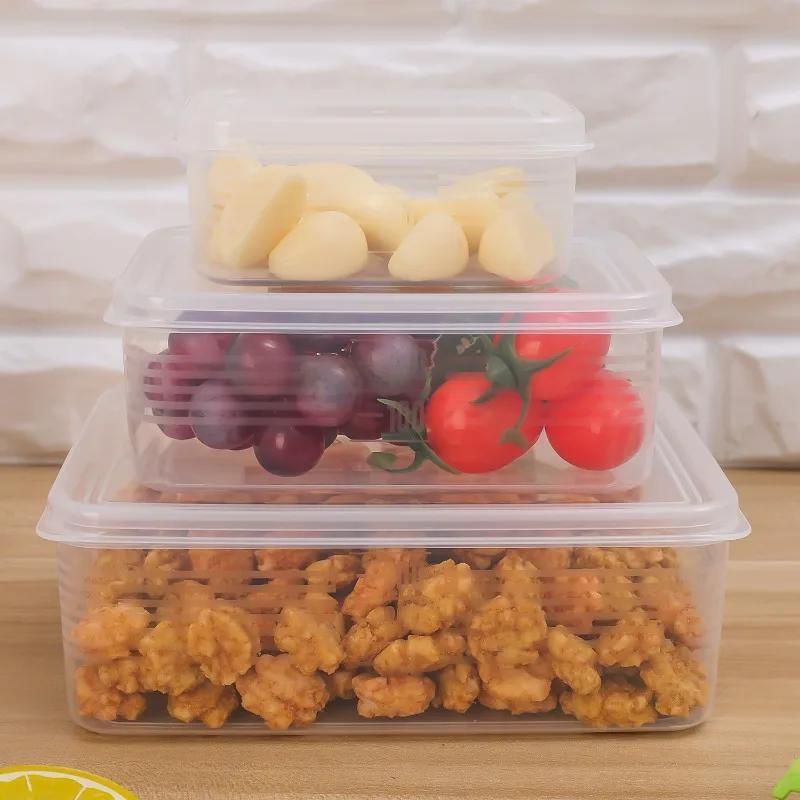 300/600/1200ml Fresh-keeping Boxes Refrigerator Storage Container with Lid for Meat Fruits Vegetables Kitchen Food Organizer