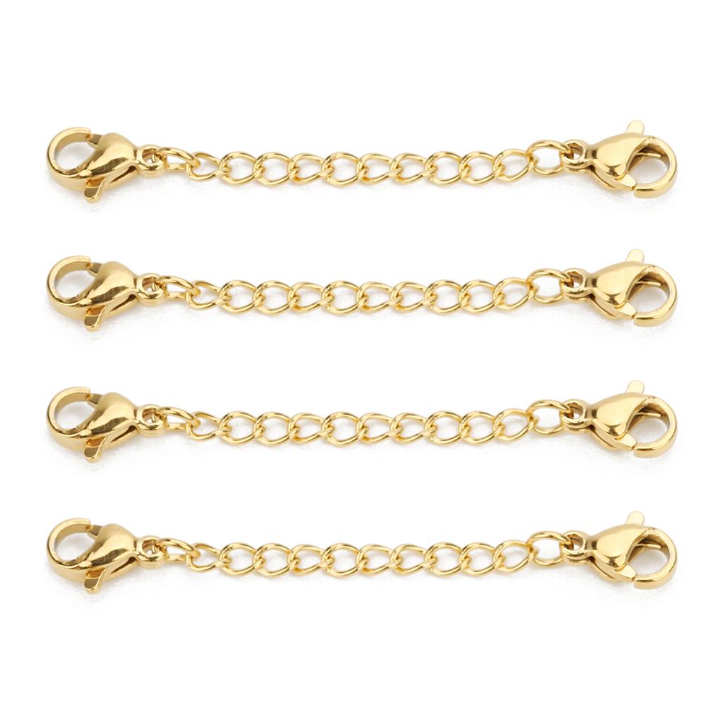Louleur 5Pcs Stainless Steel Extension Chains With Lobster Clasp Necklace Extender Chain Extended Tail Chains For Diy Bracelet