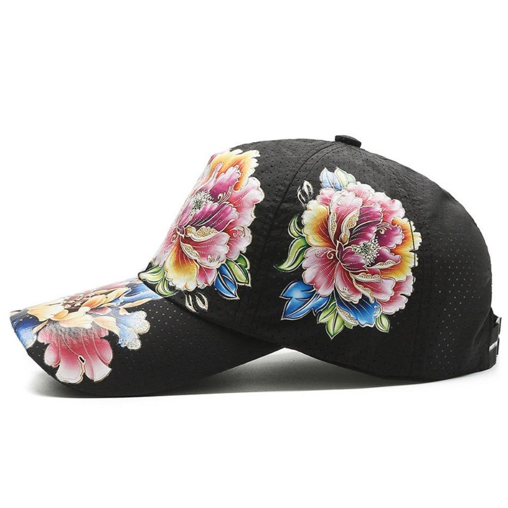 Quick Dry Baseball Cap Breathable Flower Printed Peaked Cap Chinese Style Floral Summer Outdoor Sunscreen Cap Men's and Women's
