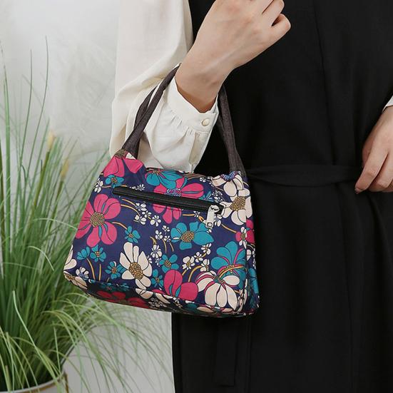 Hand-Carrying Lunch Bag Large Opening with Widened Handle Carrier Oxford Waterproof Bento Bag for Commuting Work Travel