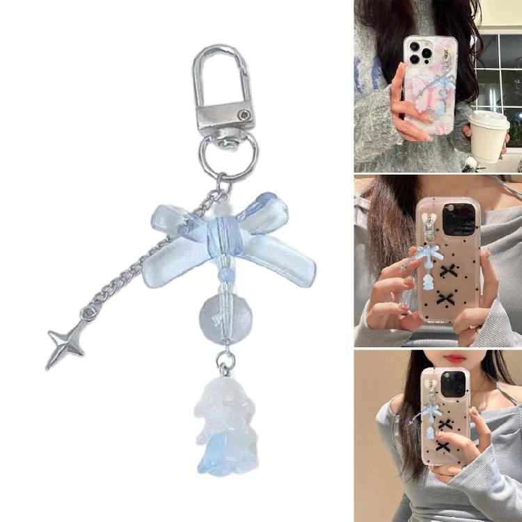Cute Bowknot Flower Bead Keychain Hanging Decorations Keyring Hanging Ornament