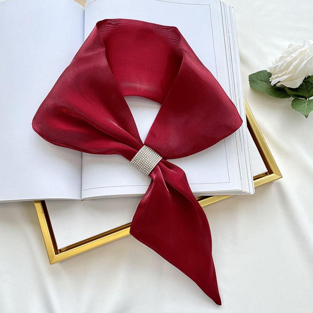 silk Neck Guard For Women Solid Color Satin False Collar Cross Scarves Silk Scarf Cross Neckerchief