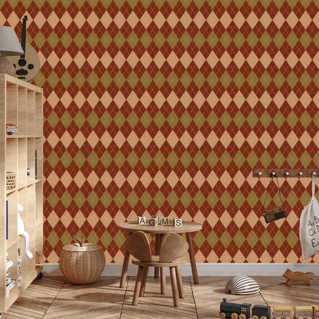 Autumn Plaid Wallpaper Orange, Gold, Red and Ochre 50x1000