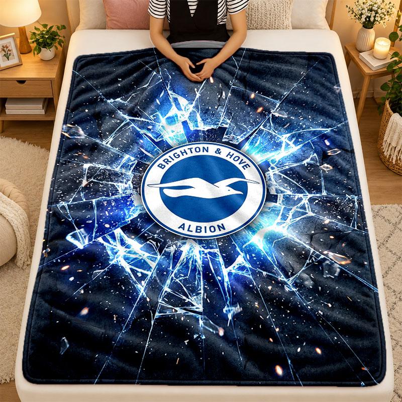 Flannel BlanketBrighton & Hove Albion Football Warm Soft Throw Blanket for Indoor Sofa Bed Living Room Use