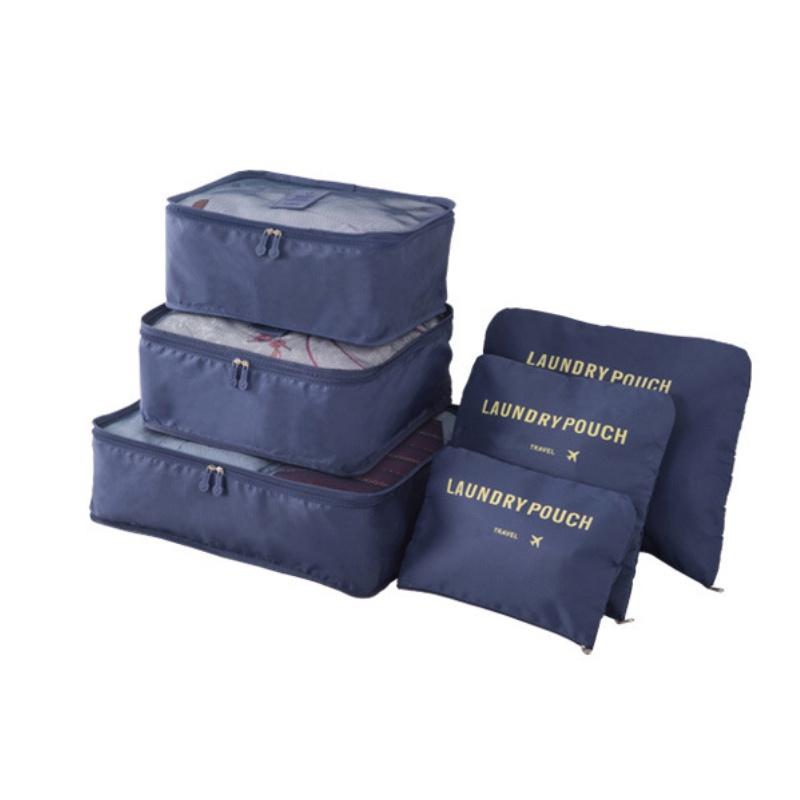 

Qx Oxford Cloth Travel Storage Bag Suitcase Set Of 6 For Clothes And Underwear темно-синий