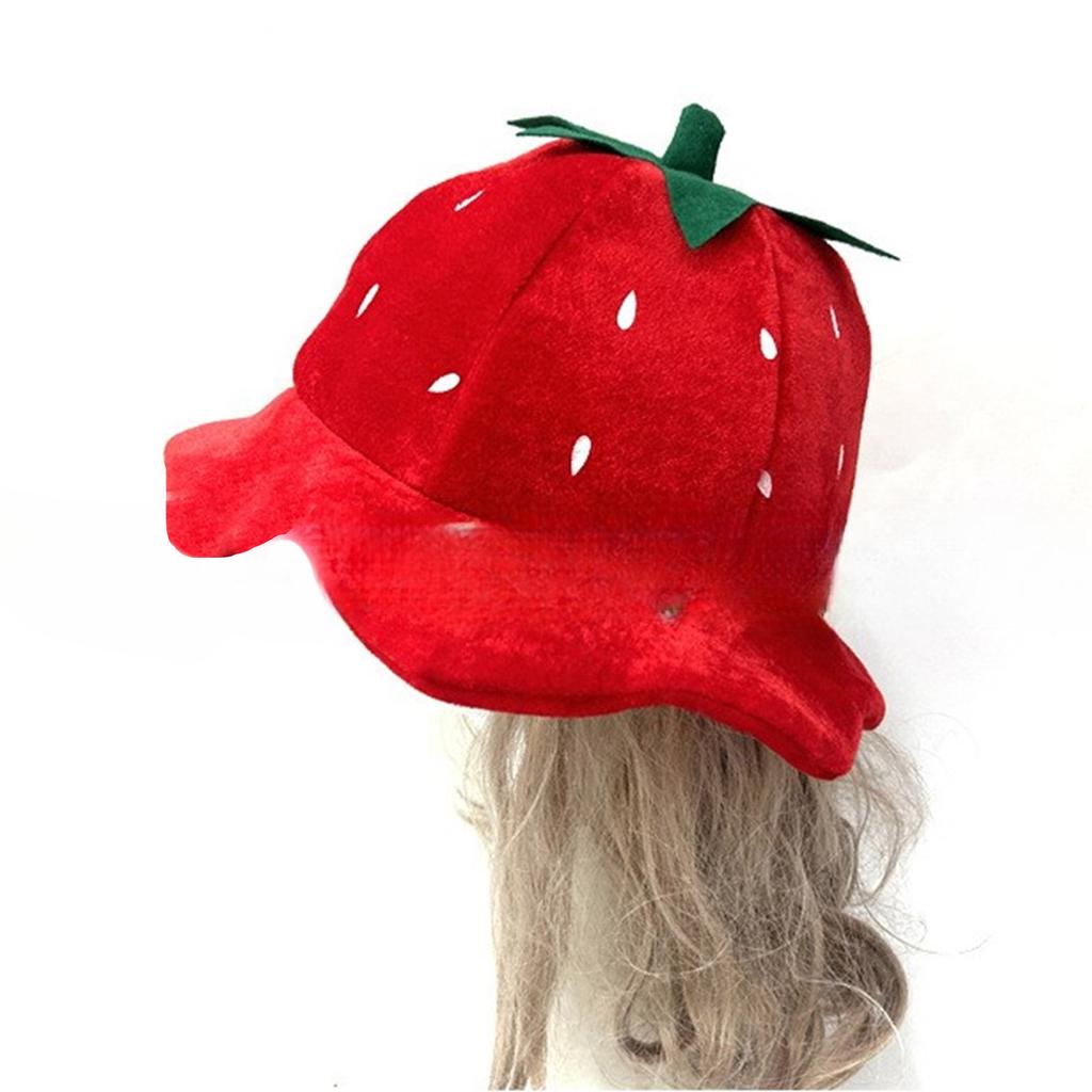 Strawberry Red Hat Fruit Headgear Fun Halloween Costume Accessories Party Photo Props Cosplay Masquerade Costume