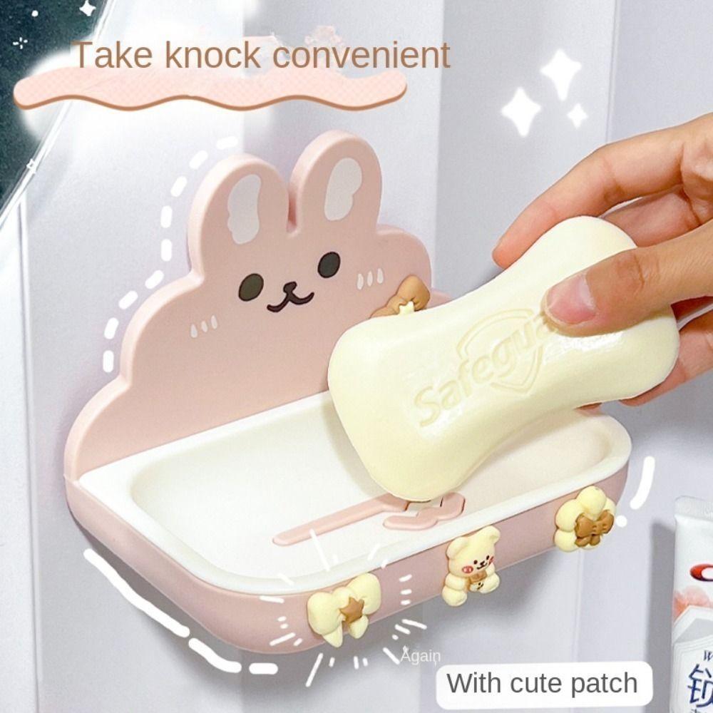 No Drilling Punch Free Soap Rack with 3D Paster Soap Storage Tray Soap Dish Holder  Shower