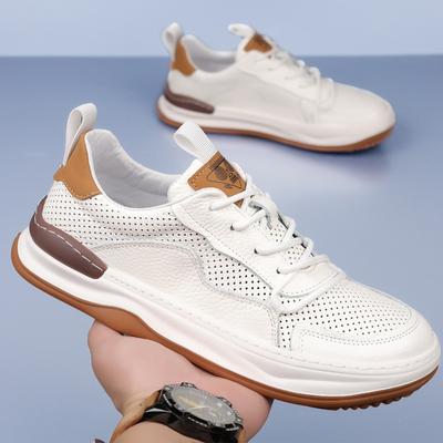 The First Layer of Cowhide Summer New Men's Sandals Genuine Leather Men's Breathable Little White Shoes Punched Hole Shoes Men's Shoes Shoes