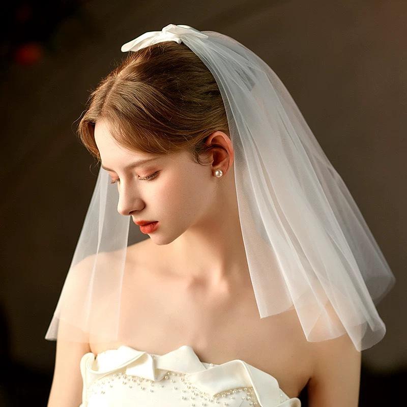 WTEMPO 1pz White Bow Headwear da Sposa Elegante di Alta Gamma Headwear per Abito da Sposa Look da Matrimonio