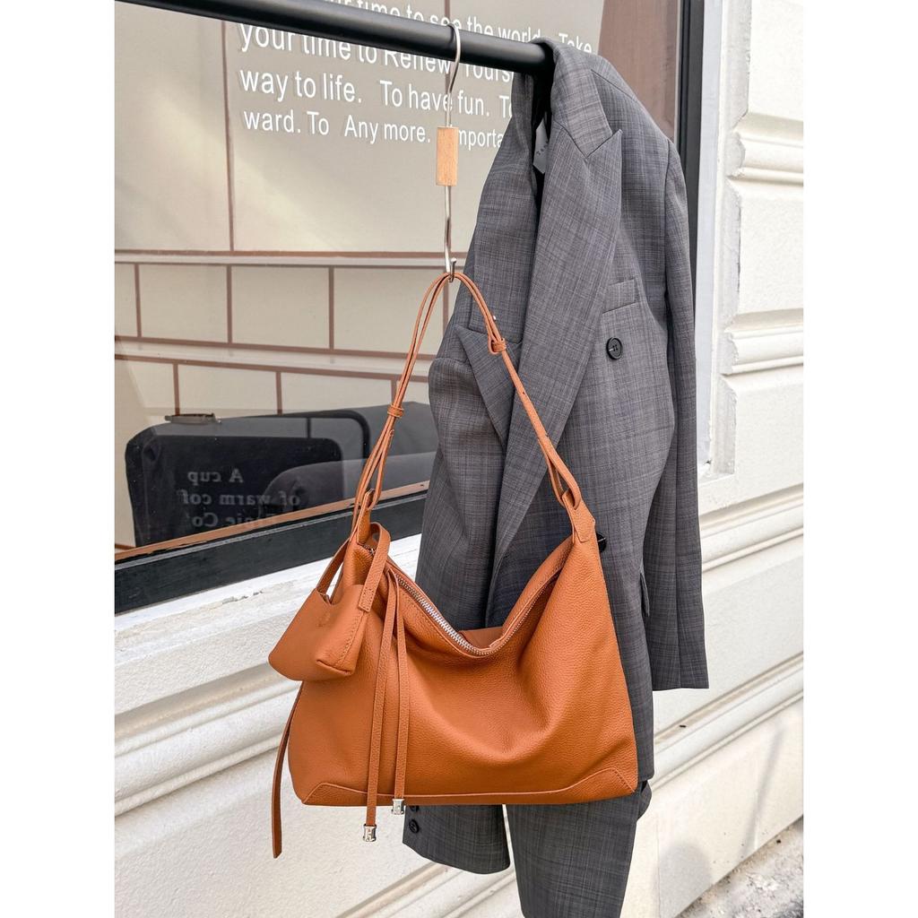 Geantă de umăr crossbody simplă și la modă din piele de vacă pentru femei, capacitate mare, geantă scoică, geantă din piele moale