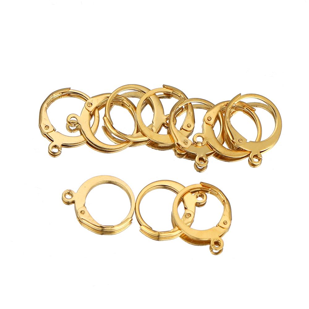 20pcs Gold Color Stainless Steel Round Leverback Earwire Hoop Earrings Findings DIY Women Earrings Connector Jewelry Making